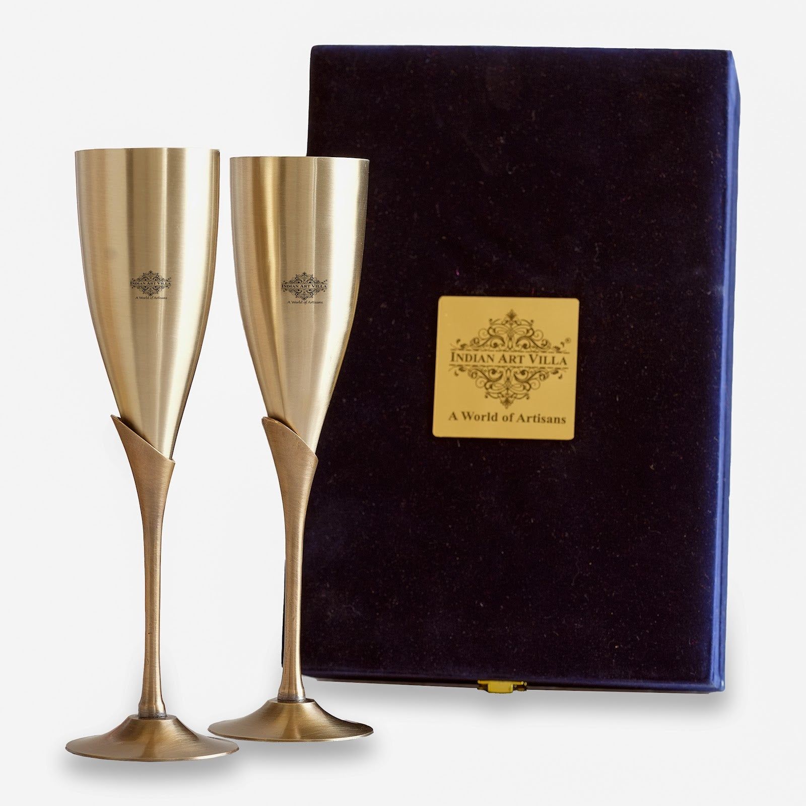 Handmade Pure Brass Antique Finish Champagne Glass Set of 2